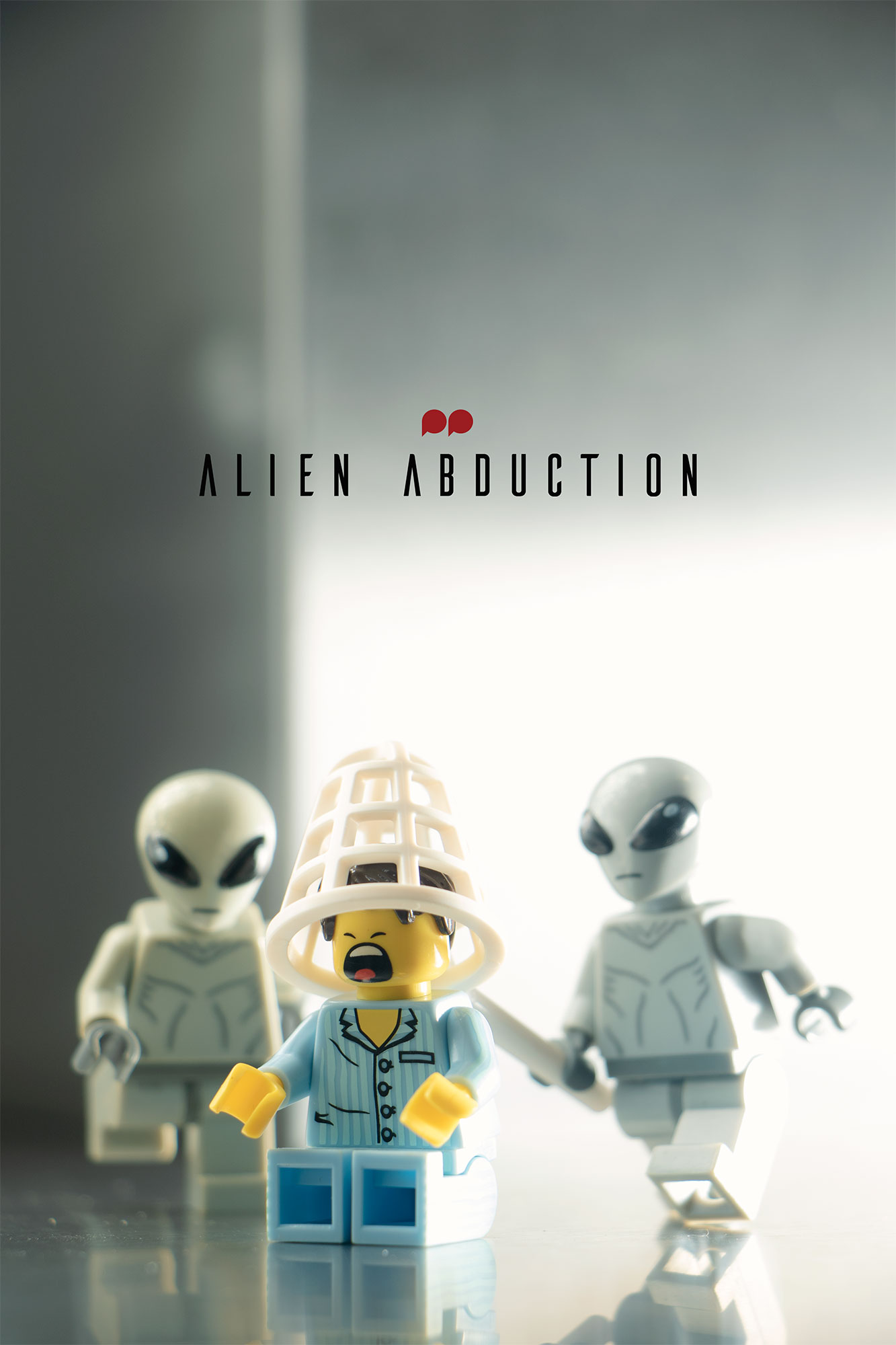 Lego Aliens with net catching a human